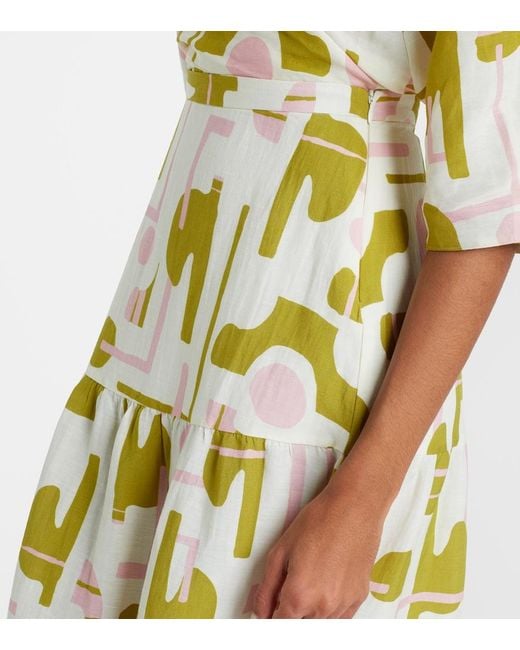 Adriana Degreas Metallic Balearic Printed Midi Skirt