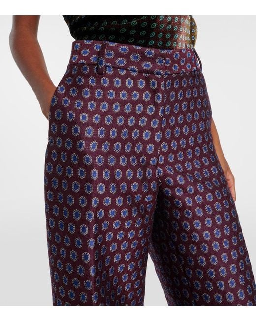Dries Van Noten Red High-Rise Jacquard Wide-Leg Pants