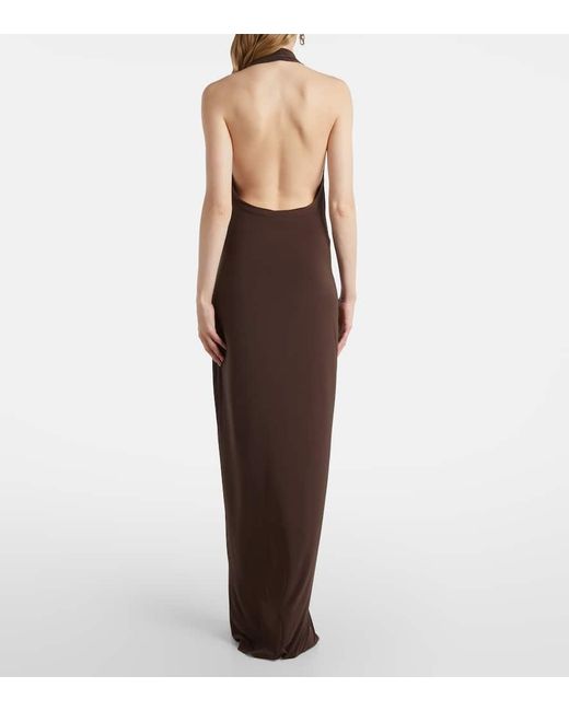 Vestido Largo De Jersey Con Cuello Halter Norma Kamali de color Purple