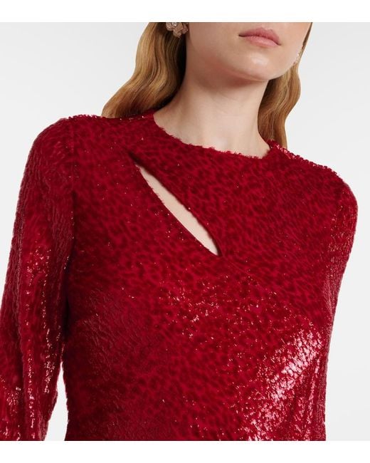 Self-Portrait Red Fil Coupe Cutout Maxi Dress