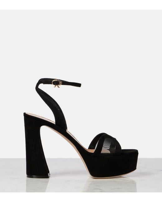 Gianvito Rossi Black Suede And Mesh Platform Sandals