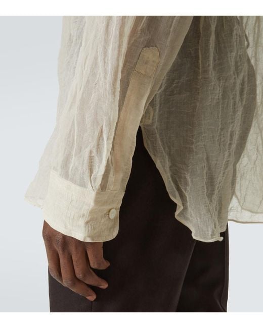Dries Van Noten White Cotton And Silk-Blend Lame Shirt for men
