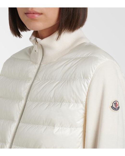 Moncler White Down-Paneled Virgin Wool Cardigan