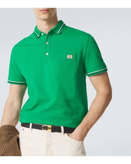 Valentino Green Cotton Pique Polo Shirt for men