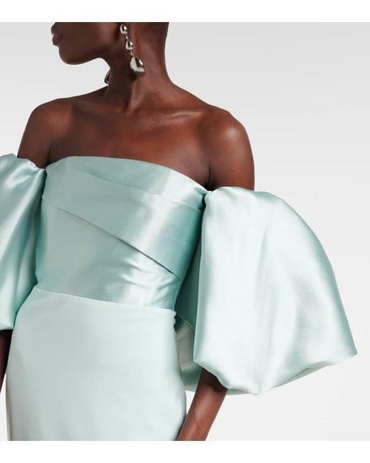 Solace London Green Floris Open-Back Gown