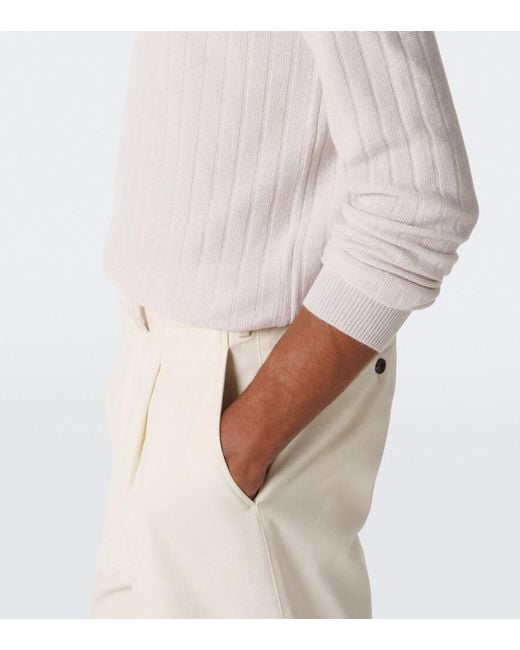 Lardini White Cashmere Polo Sweater for men