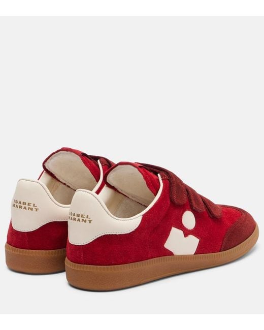 Isabel Marant Red Beth Logo Suede Sneakers
