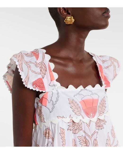 Juliet Dunn Pink Printed Scalloped Cotton Top
