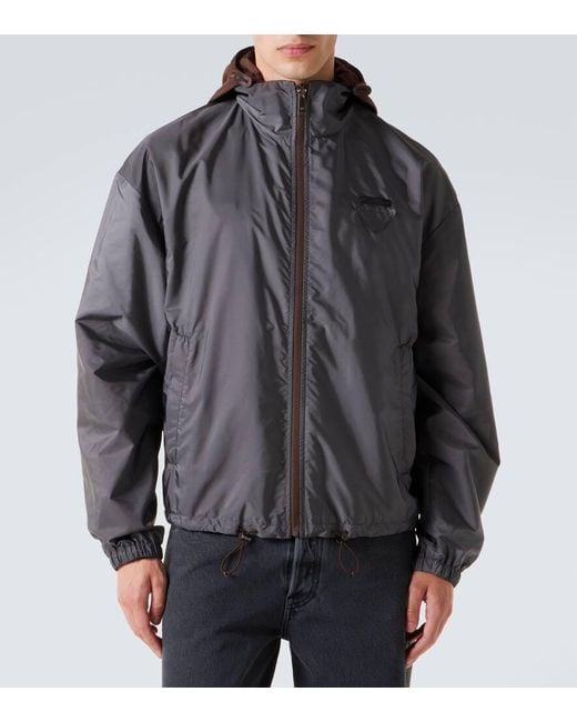 Prada Brown Reversible Hooded Re-Nylon Jacket for men