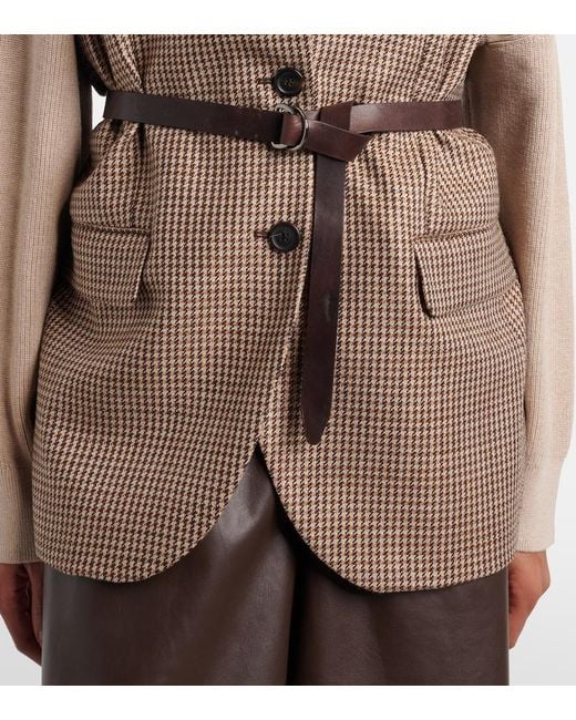 Brunello Cucinelli Natural Houndstooth Wool-Blend Vest