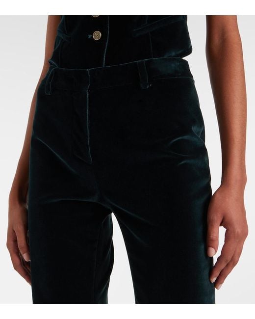 Etro Blue Cotton Velvet Flared Pants
