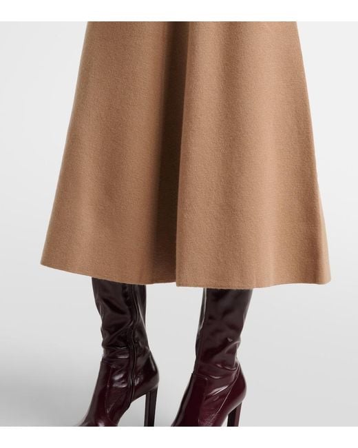 Jardin Des Orangers Brown Wool And Cashmere Midi Skirt