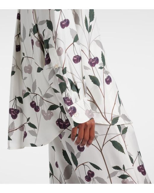 Stella McCartney Gray Printed Silk Twill Shirt