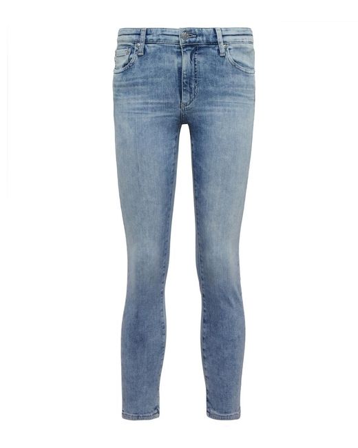 AG Jeans Blue Prima Crop Mid-rise Skinny Jeans