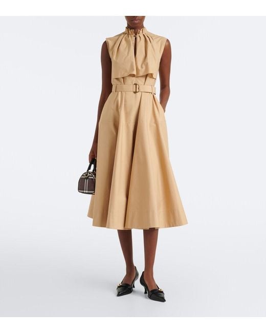 Burberry Natural Caped Cotton Poplin Midi Dress