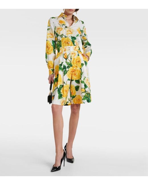 Dolce & Gabbana Yellow Floral Cotton Bermuda Shorts
