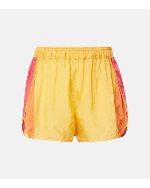 Saint Laurent Yellow Colorblocked Shorts