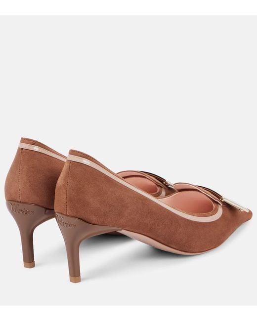 Roger Vivier Brown Viv' Canard 55 Buckle-Detail Suede Pumps
