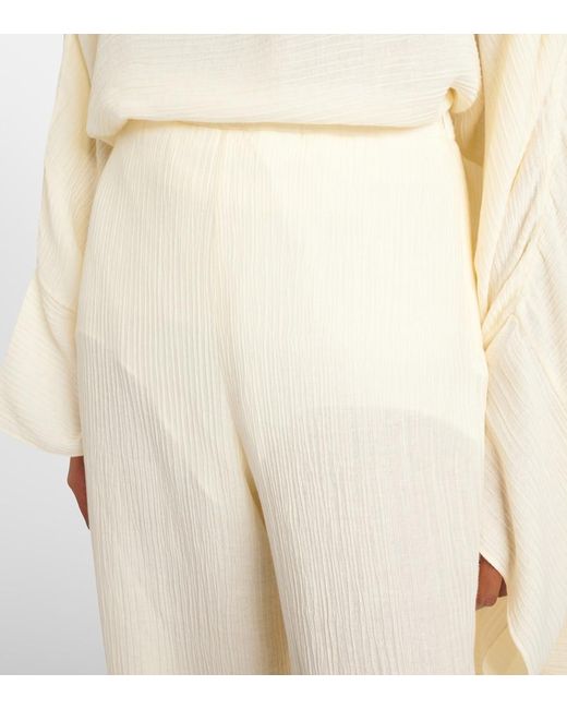 Taller Marmo White Zoagli Cotton And Silk-Blend Straight Pants