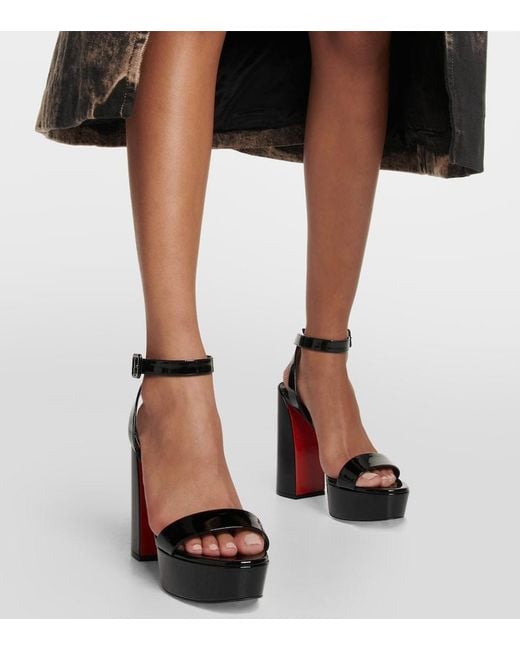 Christian Louboutin Black Movida Sabina Patent Leather Platform Sandals