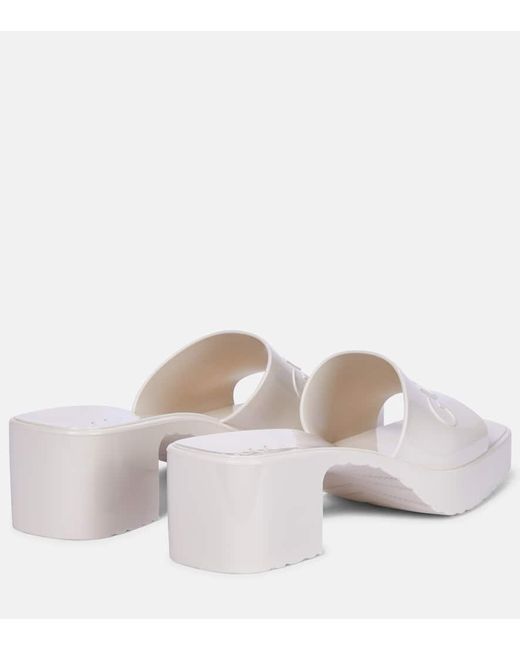 Gucci Plastique Logoembossed Rubber Mules in White Lyst