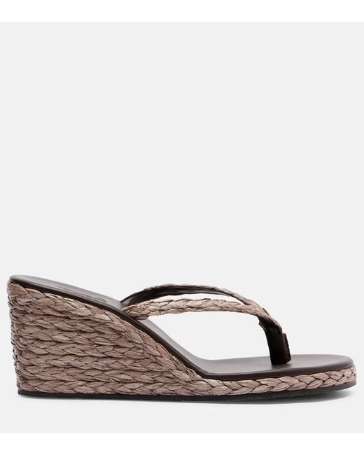 Ancient Greek Sandals Brown Etheria Raffia Wedge Thong Sandals