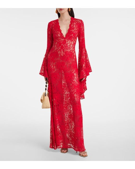 Alexandra Miro Red Kara Lace Beach Dress