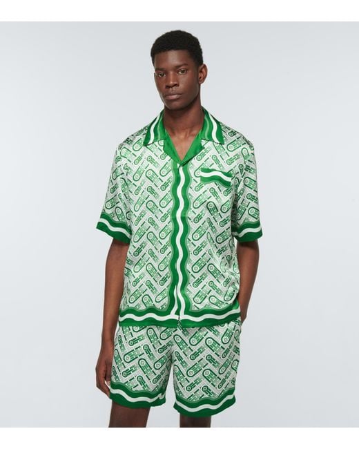 CASABLANCA Printed Silk Shirt in Green for Men | Lyst