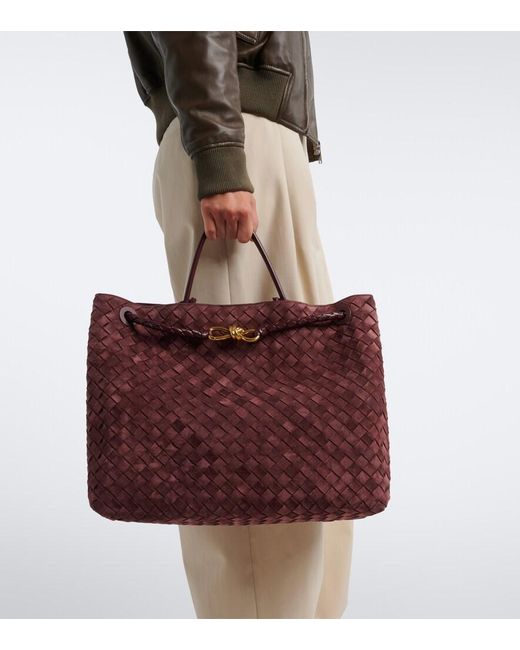Bottega Veneta Red Andiamo Large Suede Tote Bag
