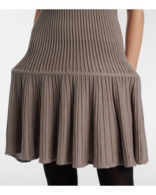 Alaïa Gray Ribbed-Knit Wool-Blend Minidress