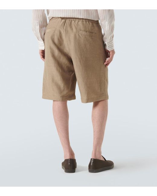 Giorgio Armani Natural Viscose And Linen Canvas Bermuda Shorts for men