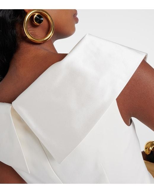 Alessandra Rich White Bow-Detail Satin-Trimmed Cady Minidress