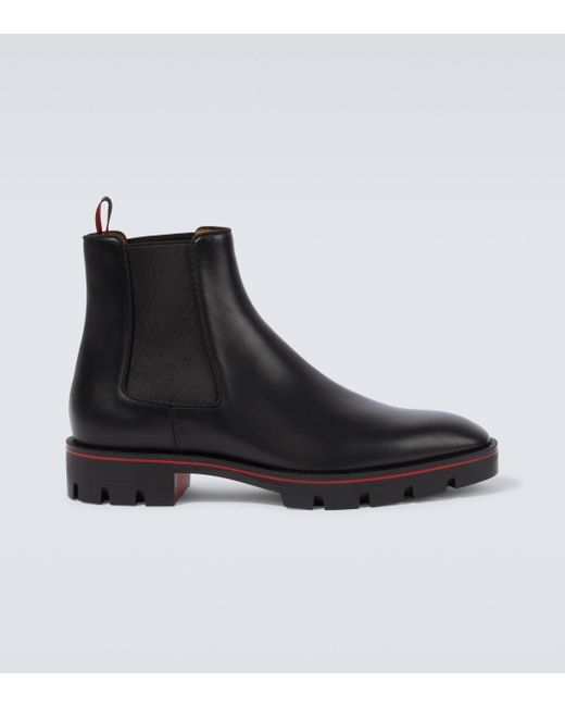 Christian Louboutin Black Alpinosol Leather Chelsea Boots for men