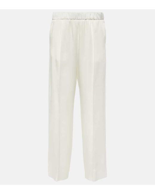 Pantalones rectos de saten Jil Sander de color White