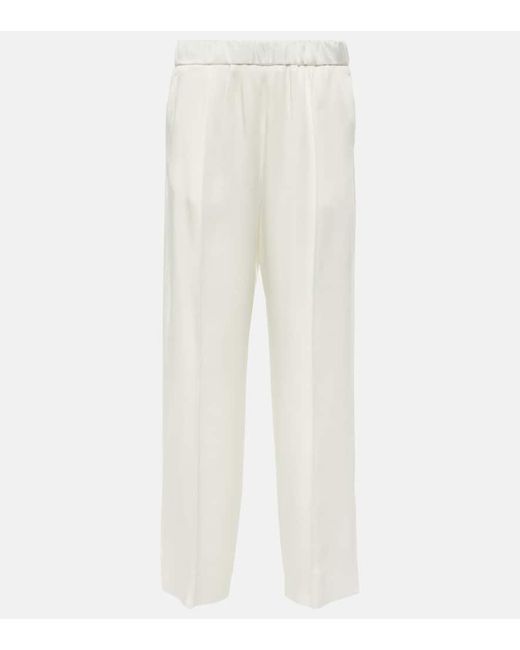 Jil Sander White Gerade Hose aus Satin