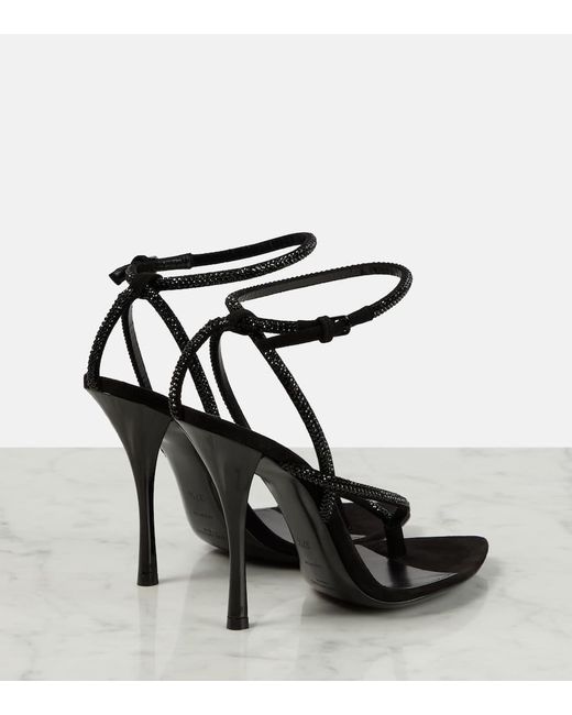 Saint Laurent Black Nadja Embellished Suede Sandals
