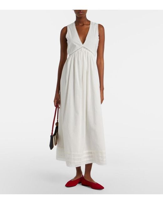 Faithfull The Brand White Fiora Cotton Lace Midi Dress
