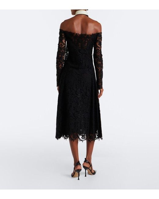 Fendi Black Off-Shoulder Lace Bustier Dress
