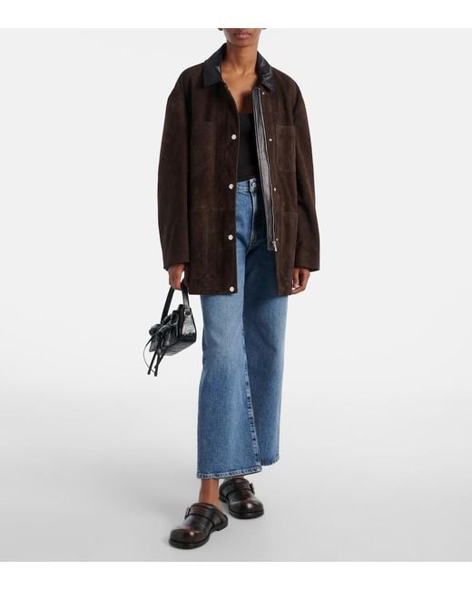 Agolde Blue Harper Crop Mid-Rise Wide-Leg Jeans