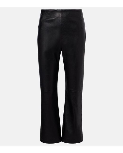Nour Hammour Black Leather Cropped Slim Pants