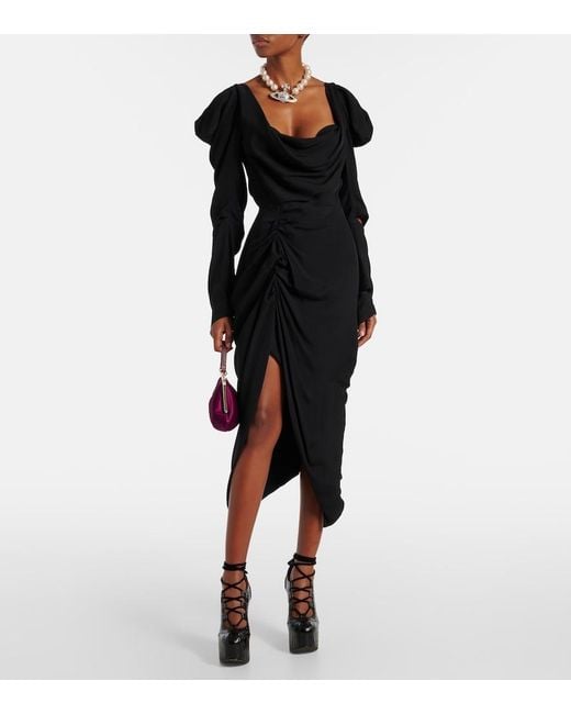 Vivienne Westwood Black Panther Draped Midi Dress