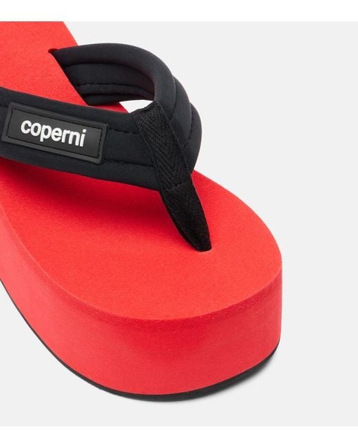 Coperni Red Logo Platform Thong Sandals
