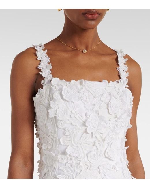 Carolina Herrera White Guipure Lace Midi Dress