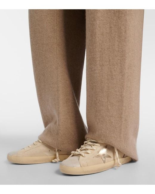 Golden Goose Deluxe Brand White Super-Star Shearling-Lined Suede Sneakers