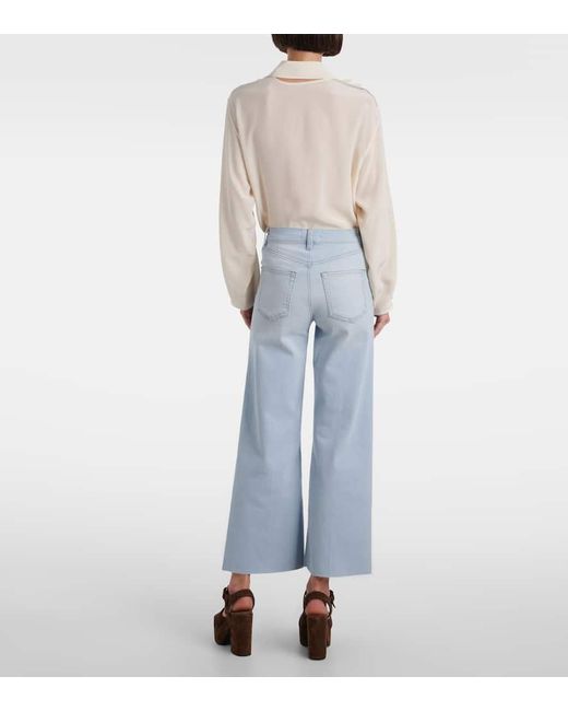 FRAME Blue Anchor High-Rise Wide-Leg Jeans