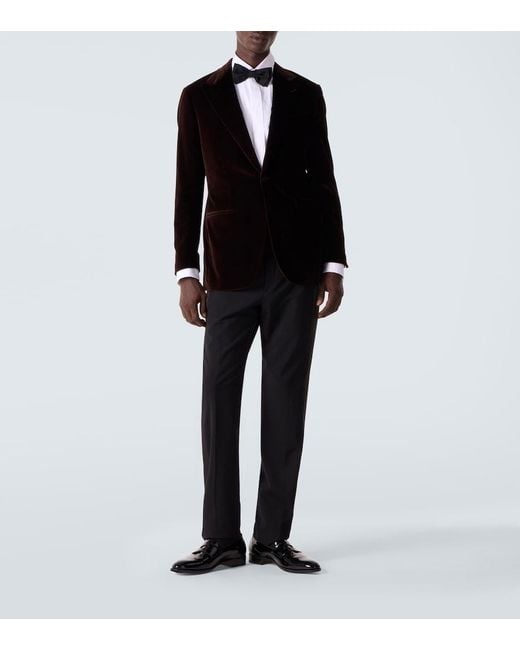 Thom Sweeney Black Cotton Velvet Blazer for men