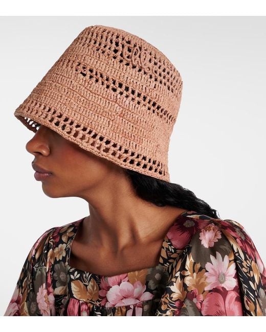 Chloé Brown Sunset Raffia Bucket Hat