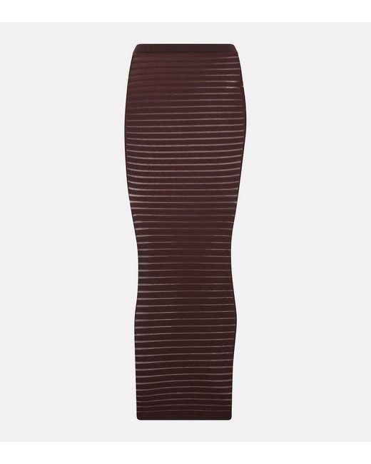 Alaïa Brown Striped Maxi Skirt