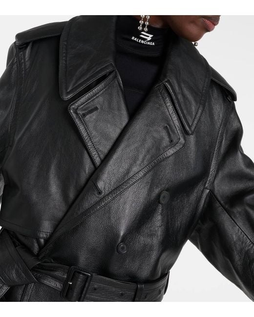 Gabardina Cocoon De Piel Balenciaga de color Black