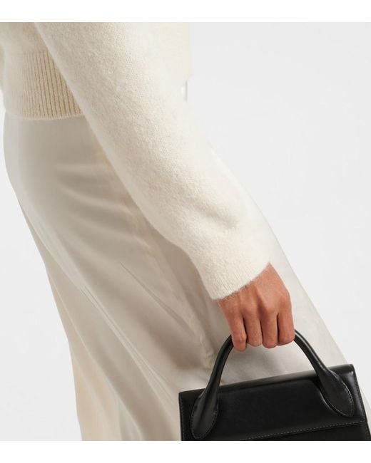 Jacquemus White Relaxed Fit Alpaca Blend Sweater With Tonal Logo